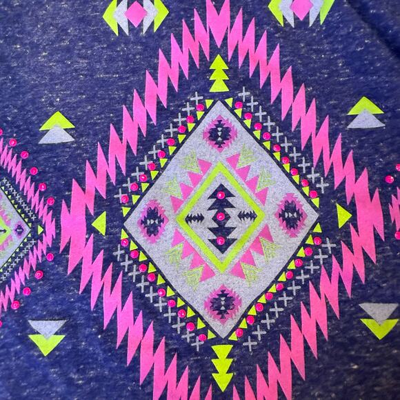 VTG Delias Y2K Large blue pink tribal knit blouse whimsygoth preppy women USA - Picture 7 of 8